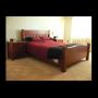 Red cedar queen bed and bedside tables 