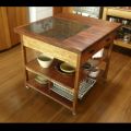 wattle kitchen trolly with marble kneading insert